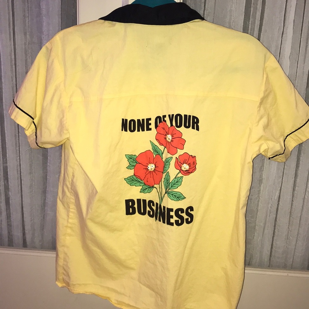none of your business button down